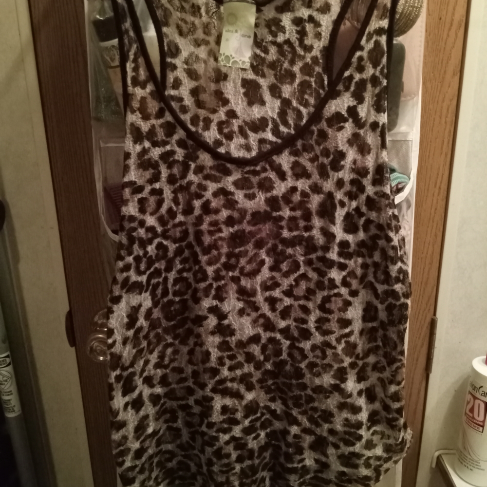 Alex and Ani Brown and Black Leopard Print Tank Top